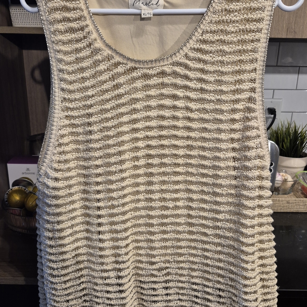Marled Beige Textured Tank Top